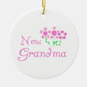 Rosa Flowers New Grandma Gifts Julgransprydnad Keramik