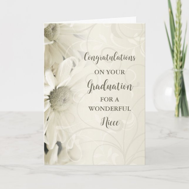 Rosa Flowers Niece Grattis Studenten Kort (Framsida)