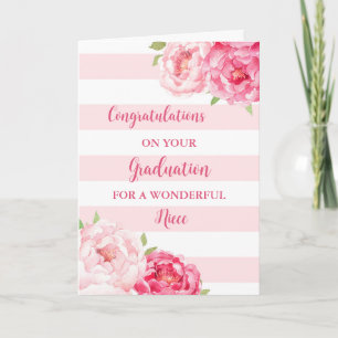 Rosa Flowers Niece Grattis Studenten Kort