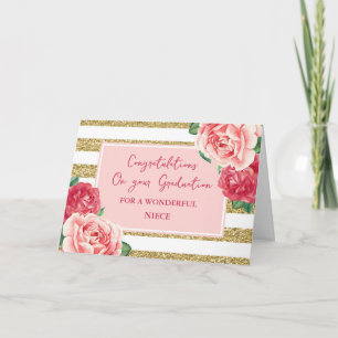 Rosa Flowers Niece Grattis Studenten Kort