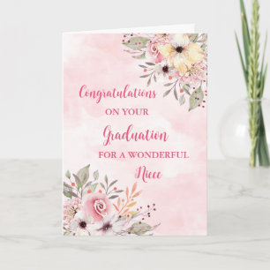 Rosa Flowers Niece Grattis Studenten Kort