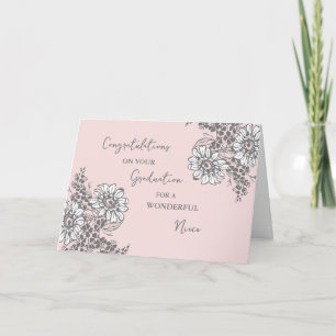 Rosa Flowers Niece Grattis Studenten Kort