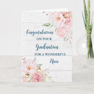 Rosa Flowers Niece Grattis Studenten Kort