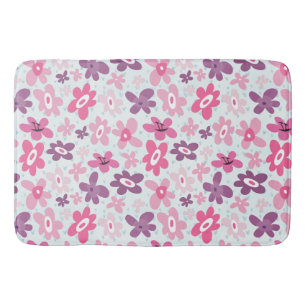 Rosa Flowers och Blue Hearts Cute Whimsiques Badrumsmatta
