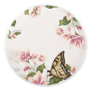 Rosa Flowers och Butterfly Knopp