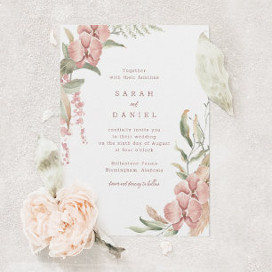Rosa Flowers och inbjudan till grönt bröllop