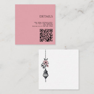 Rosa Flowers och Lanternor QR-kod Tilläggskort