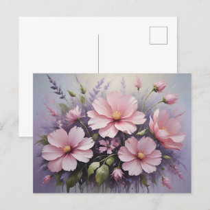Rosa Flowers och Lavender Vykort