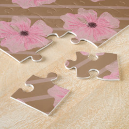 Rosa Flowers och Rand Jigszawa Puzzle Pussel