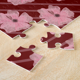 Rosa Flowers och Rand Jigszawa Puzzle Pussel