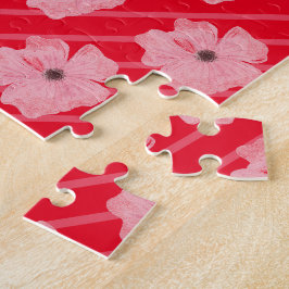 Rosa Flowers och Rand Jigszawa Puzzle Pussel