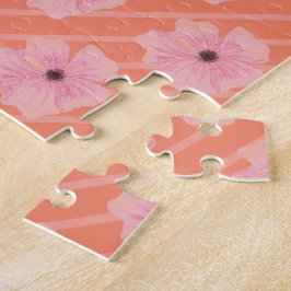 Rosa Flowers och Rand Jigszawa Puzzle Pussel