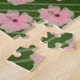 Rosa Flowers och Rand Jigszawa Puzzle Pussel