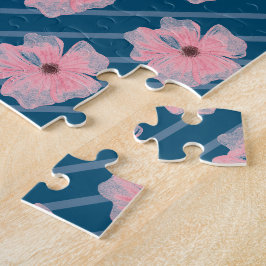 Rosa Flowers och Rand Jigszawa Puzzle Pussel