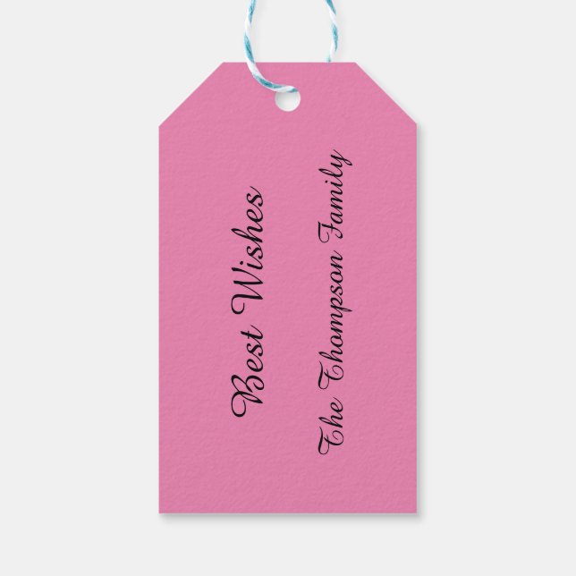 Rosa Flowers och Rand Personlig Gift-Märkre Presentetikett (Baksidan)