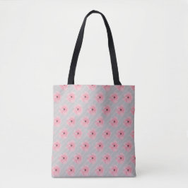 Rosa Flowers och Rand Tote Bag Tygkasse