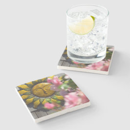 Rosa Flowers och Sol - Martha's Vineyard Stenunderlägg