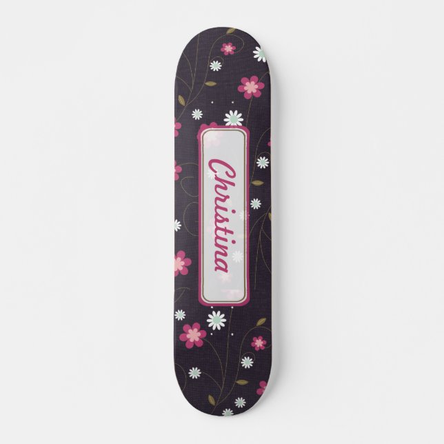 Rosa Flowers Old school Skateboard Bräda 20,5 Cm (Framsida)