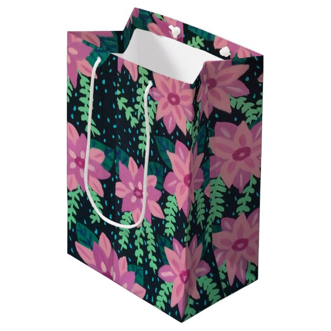 Rosa Flowers on Black (Framsidan Vinklad)