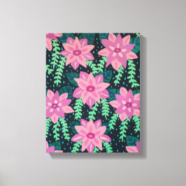 Rosa Flowers on Black Canvastryck