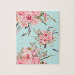 Rosa Flowers on Light Blue Pussel