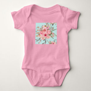 Rosa Flowers on Light Blue T Shirt