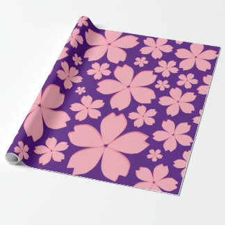Rosa Flowers on Lila Wrapping Papper Presentpapper