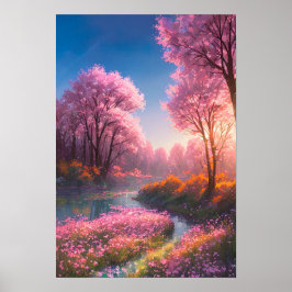 Rosa Flowers Övervegetation av träsket Poster