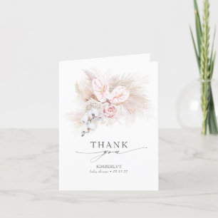 Rosa Flowers Pampas Grass Baby Shower Tack Kort