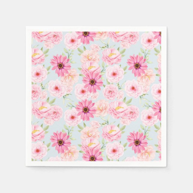 Rosa Flowers Pappersservett (Framsidan)