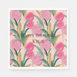 Rosa Flowers Pappersservett