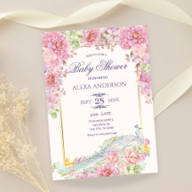 Rosa Flowers Peacock Baby Shower