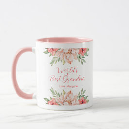 Rosa Flowers Personlig World's Best Grandma Mugg