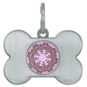 Rosa Flowers Pet Tag Namnbricka Husdjur