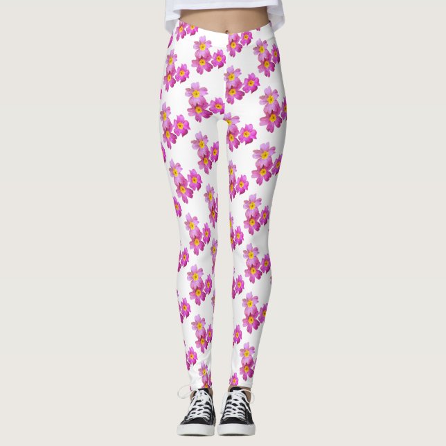Rosa Flowers Photo anpassningsbar Leggings (Framsida)