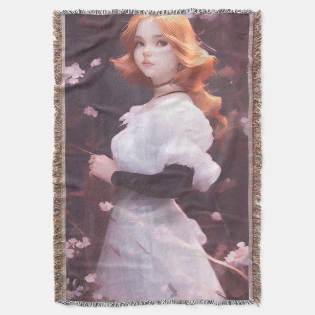 Rosa Flowers Porträtt Filt (Framsidan Vertikal)