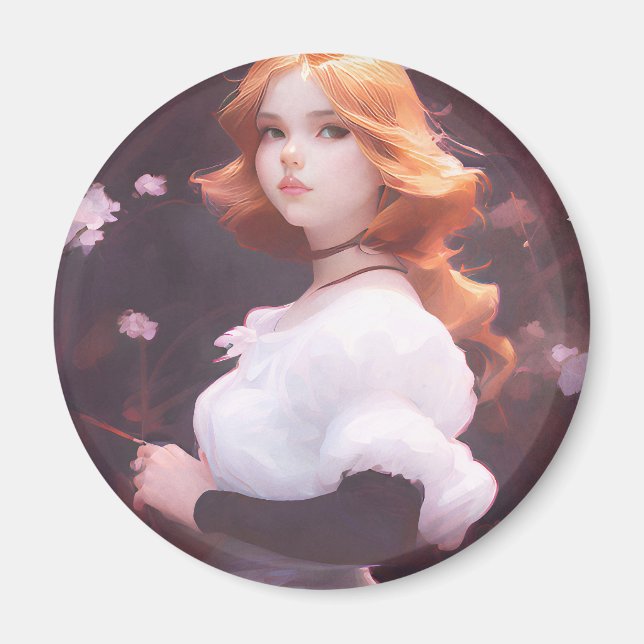 Rosa Flowers Porträtt Magnet (Framsidan)