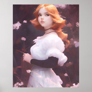 Rosa Flowers Porträtt Poster