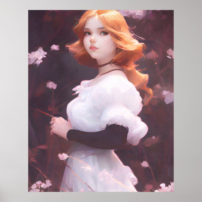 Rosa Flowers Porträtt Poster (Framsidan)