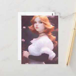 Rosa Flowers Porträtt Vykort