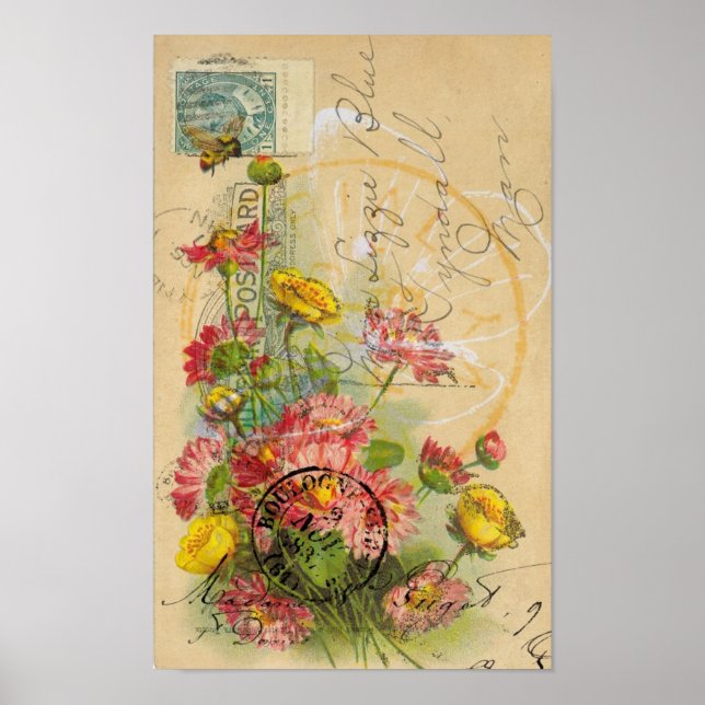 Rosa Flowers Postcard Digital Art Poster (Framsidan)