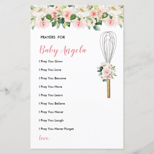 Rosa Flowers Prayers for Baby Greenery Blommigt (Framsida)