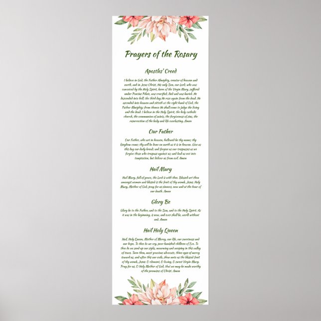 Rosa Flowers Prayers of the Rosary Christian Poster (Framsidan)