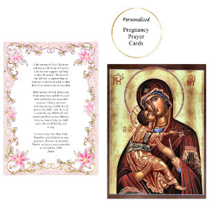 Rosa Flowers Ram ortodox Gravid Prayer Card Placeringskort