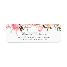 Rosa Flowers Returadress Etikett