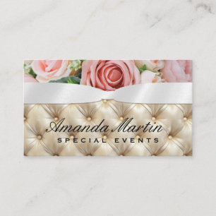 Rosa Flowers Ribbon Opholsted Visitkort