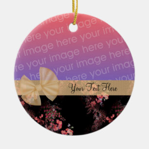 Rosa Flowers Ribbon Photo Ornament