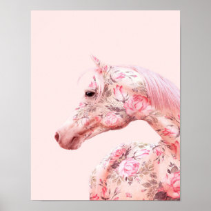 Rosa Flowers Riding Horse Aesthetic Artwork Poster