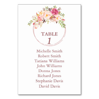Rosa Flowers Ro Guld Baptism Sittdiagram Bordsnummer