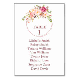 Rosa Flowers Ro Guld Baptism Sittdiagram Bordsnummer